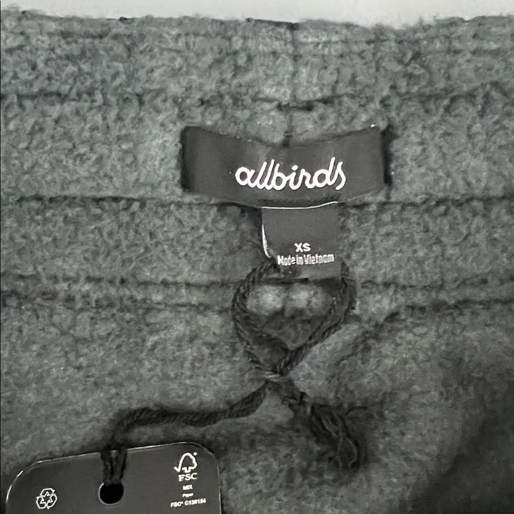 NWT Allbirds Men's (M) Fluff Fleece Pant Joggers in Natural Black Size XS